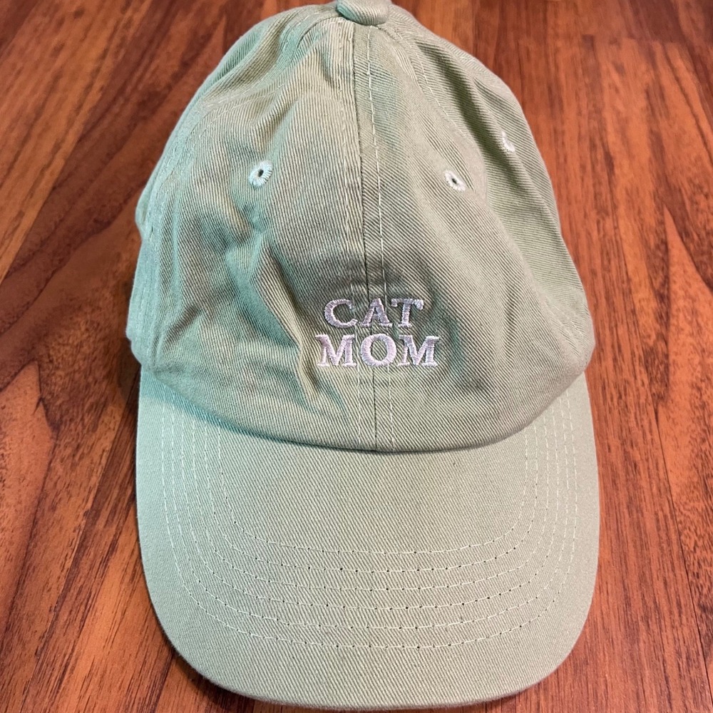 Cat Mom Baseball Hat Women OS Sage Green Cotton Embroidered Dad Cap H2571SG-FRAN